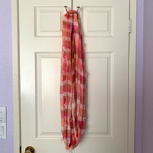 Pink and Orange Checkered Infinity Scarf